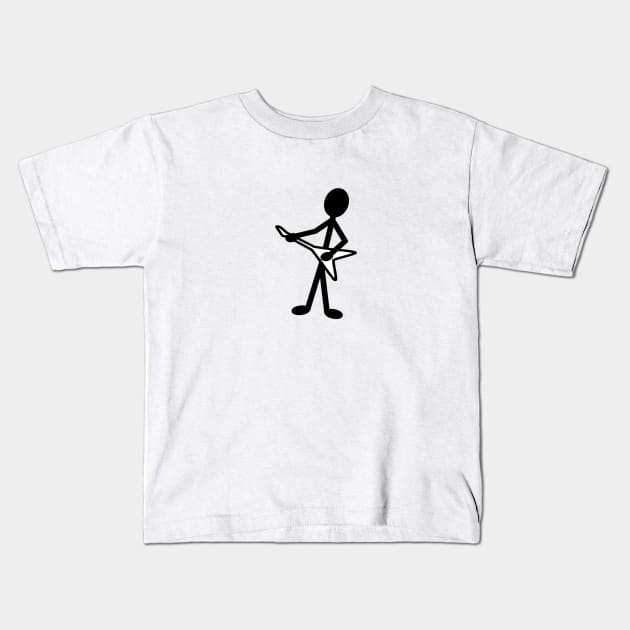 Guitarist Flying V Musician Stick Figure Kids T-Shirt by WarriorWoman